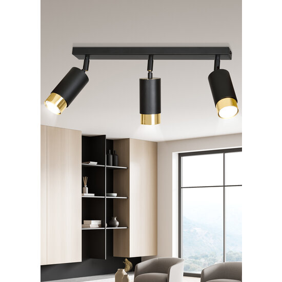 Emibig Emibig Boras 3L zwart met goud afwerking plafondspot richtbaar GU10 - Perfecte verlichting voor elke ruimte