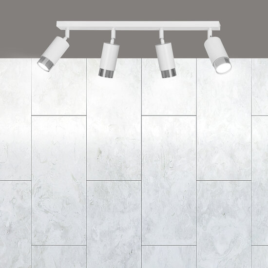 Boras 4L plafondspot GU10 wit en chroom luxe afwerking