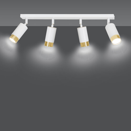 Emibig Emibig Boras 4L plafonnier blanc avec finition dorée orientable GU10 - Créez une atmosphère élégante dans votre espace