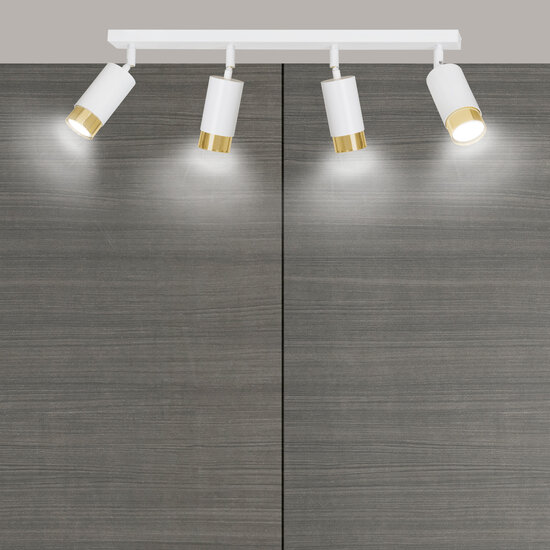 Foco de techo Boras 4L blanco acabado dorado orientable GU10