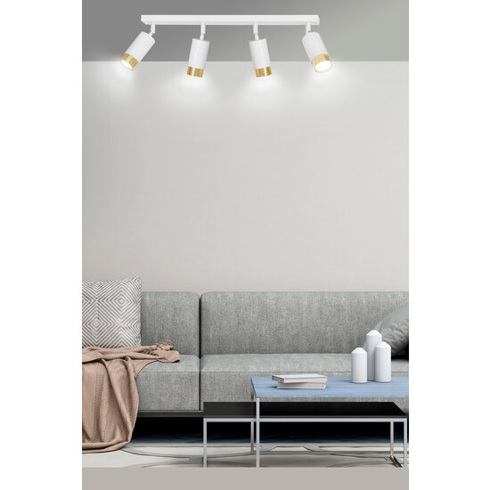 Boras 4L Deckenstrahler weiß mit Gold-Finish, ausrichtbar, GU10