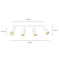 Boras 4L white with gold finish ceiling spotlight orientable GU10