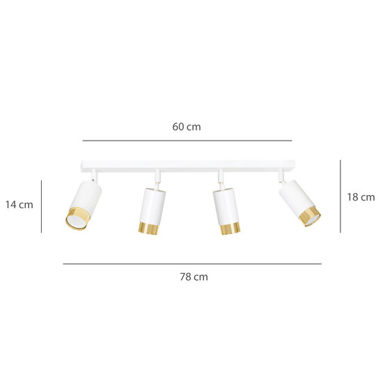 Emibig Emibig Boras 4L Deckenstrahler weiß mit Gold-Finish, ausrichtbar, GU10 - Schaffen Sie eine stilvolle Atmosphäre in Ihrem Raum