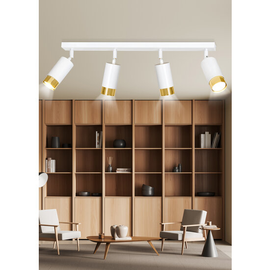 Boras 4L Deckenstrahler weiß mit Gold-Finish, ausrichtbar, GU10