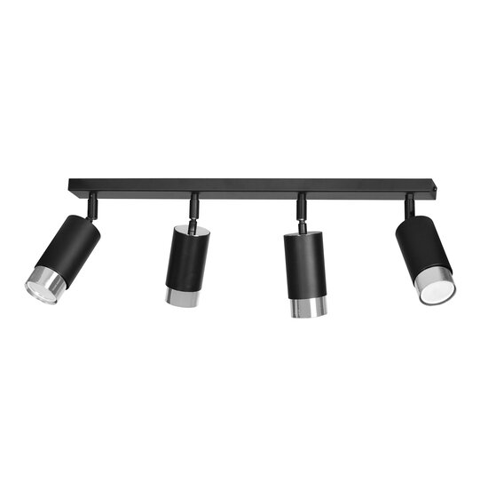 Boras 4L zwarte plafondspot GU10 met chroom luxe afwerking