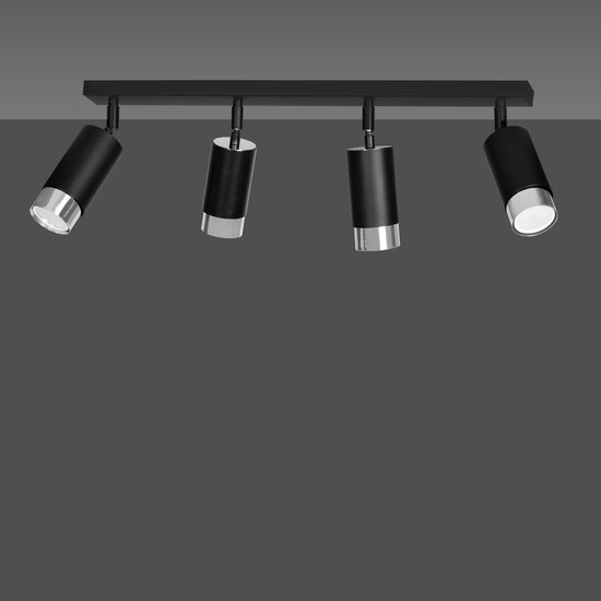 Boras 4L black ceiling spotlight GU10 with chrome luxury finish