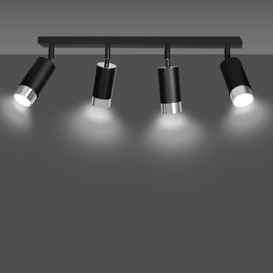 Emibig Emibig Boras 4L schwarzer Deckenstrahler GU10 mit Chrom-Luxus-Finish - Ideal für moderne Innenräume