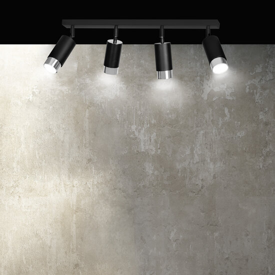 Boras 4L zwarte plafondspot GU10 met chroom luxe afwerking