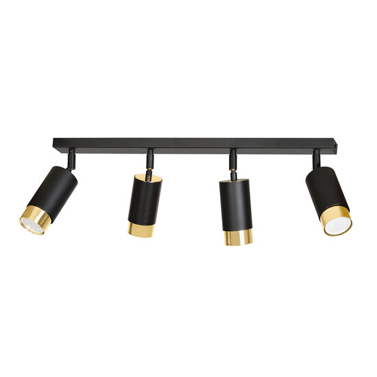 Boras 4L black with gold finish ceiling spotlight orientable GU10