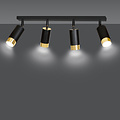 Boras 4L black with gold finish ceiling spotlight orientable GU10