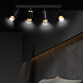 Boras 4L black with gold finish ceiling spotlight orientable GU10