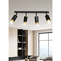 Boras 4L black with gold finish ceiling spotlight orientable GU10