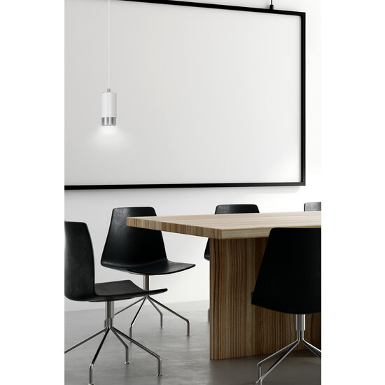 Karlstad hanging lamp white and chrome cylinder GU10