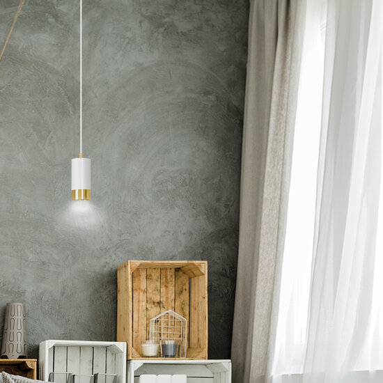 Karlstad witte hanglamp met goud koker GU10