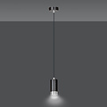 Lampe à suspension Karlstad cylindre noir et chromé GU10