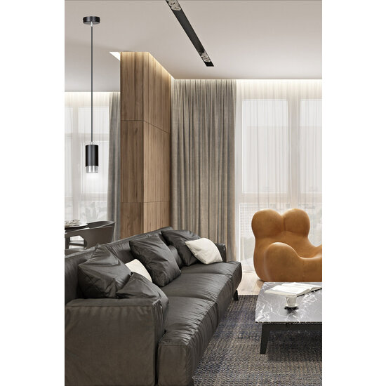 Karlstad hanglamp zwart en chroom cilinder GU10