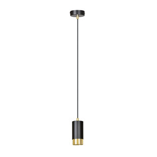 Lampe à suspension noire Karlstad avec tube doré GU10