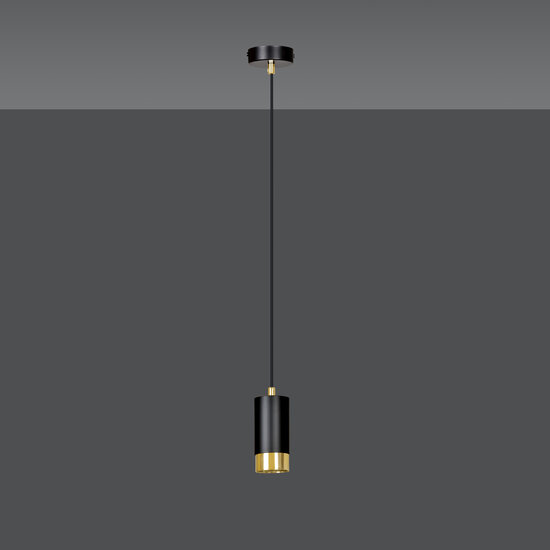 Karlstad black hanging lamp with gold tube GU10
