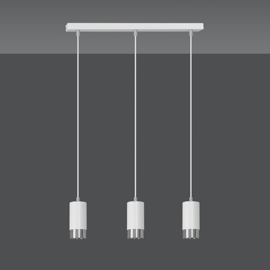 Karlstad 3L hanglamp wit en chroom cilinder GU10