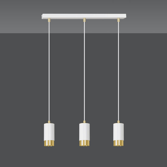 Karlstad 3L white hanging lamp with gold tube GU10