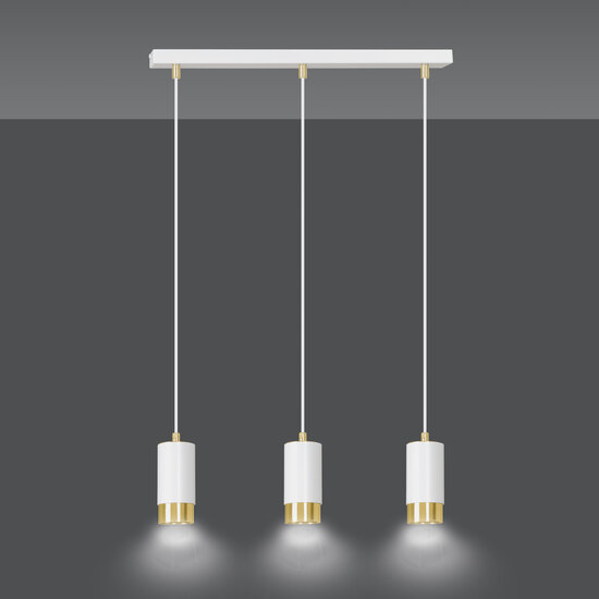 Suspension blanche Karlstad 3L avec tube doré GU10