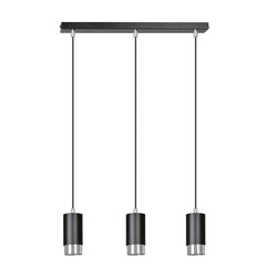 Lampe à suspension Karlstad 3L cylindre noir et chromé GU10