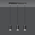 Lampe à suspension Karlstad 3L cylindre noir et chromé GU10