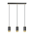 Karlstad 3L black hanging lamp with gold tube GU10
