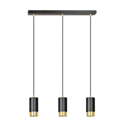 Lampe à suspension noire Karlstad 3L avec tube doré GU10