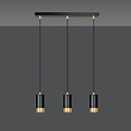 Lampe à suspension noire Karlstad 3L avec tube doré GU10