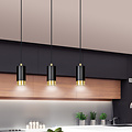 Lampe à suspension noire Karlstad 3L avec tube doré GU10