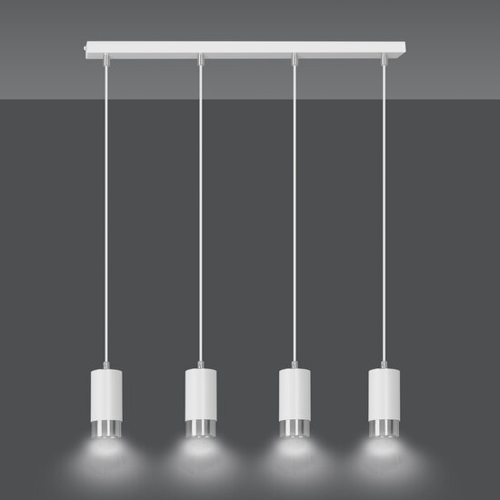 Karlstad 4L hanglamp wit en chroom cilinder GU10