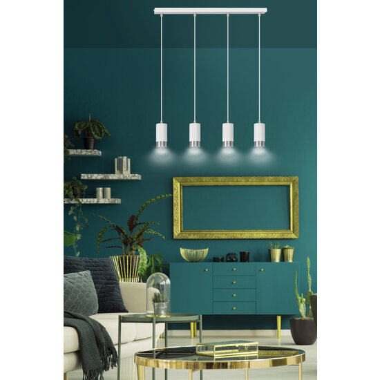 Karlstad 4L hanglamp wit en chroom cilinder GU10