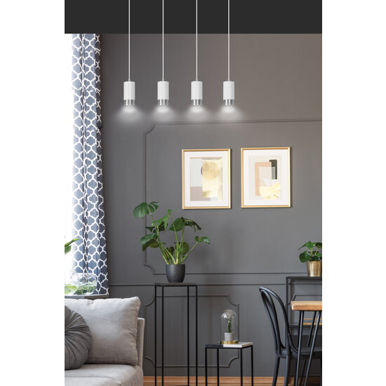 Karlstad 4L hanglamp wit en chroom cilinder GU10