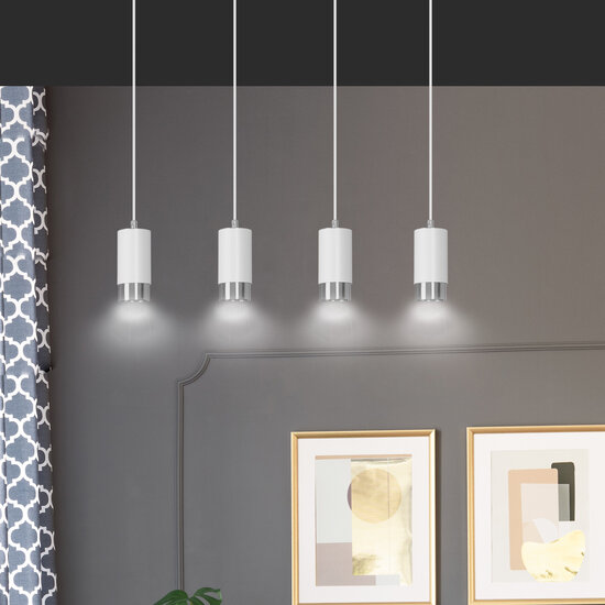 Karlstad 4L hanglamp wit en chroom cilinder GU10