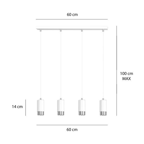 Karlstad 4L hanglamp wit en chroom cilinder GU10