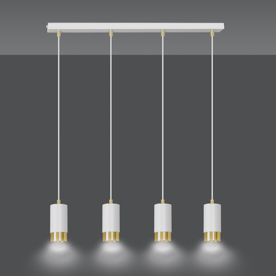 Karlstad 4L witte hanglamp met goud koker GU10