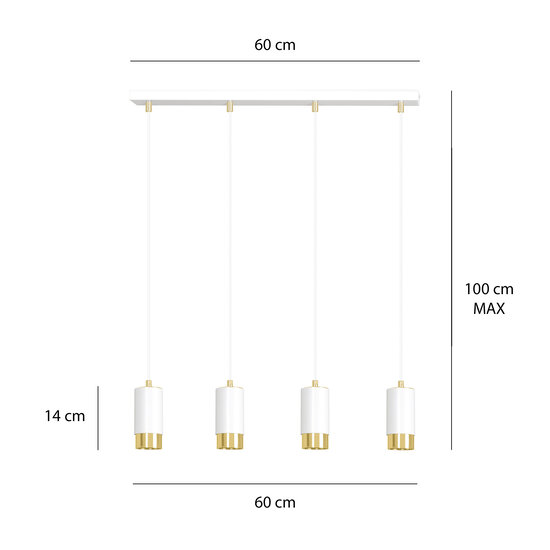 Karlstad 4L witte hanglamp met goud koker GU10