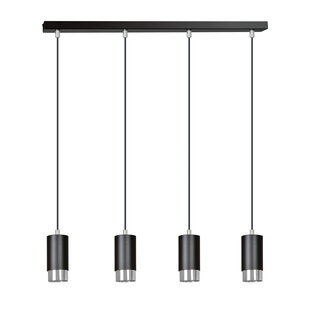 Lampe à suspension Karlstad 4L cylindre noir et chromé GU10