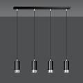 Lampe à suspension Karlstad 4L cylindre noir et chromé GU10