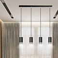 Lampe à suspension Karlstad 4L cylindre noir et chromé GU10