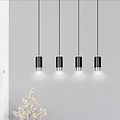 Lampe à suspension Karlstad 4L cylindre noir et chromé GU10