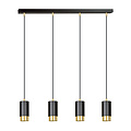 Lampe à suspension noire Karlstad 4L avec tube doré GU10