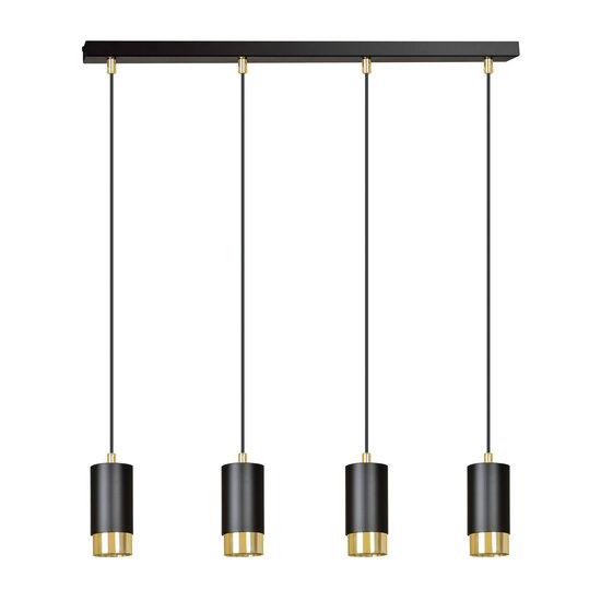 Karlstad 4L black hanging lamp with gold tube GU10
