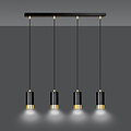 Lampe à suspension noire Karlstad 4L avec tube doré GU10