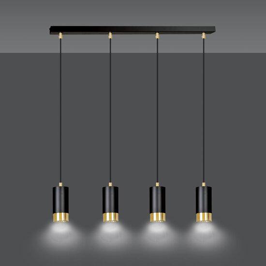 Karlstad 4L zwarte hanglamp met goud koker GU10