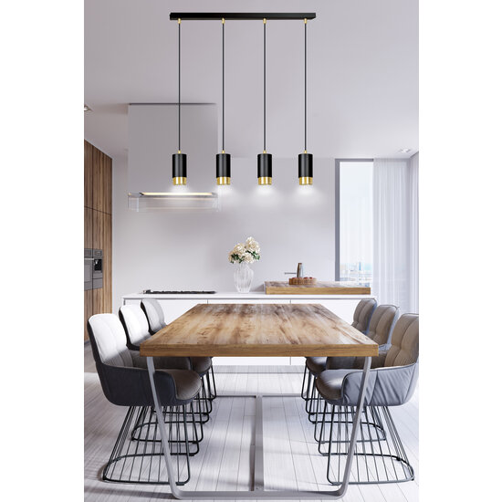 Karlstad 4L zwarte hanglamp met goud koker GU10