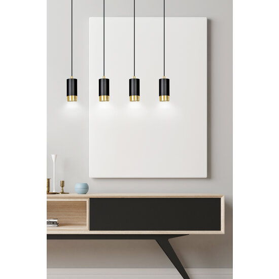 Karlstad 4L zwarte hanglamp met goud koker GU10