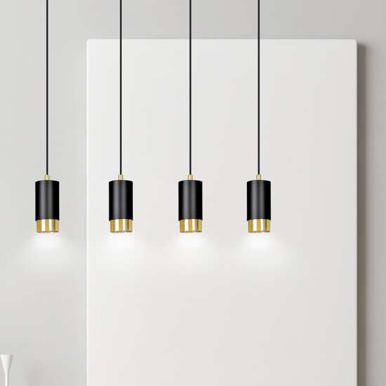 Karlstad 4L black hanging lamp with gold tube GU10