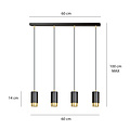 Karlstad 4L black hanging lamp with gold tube GU10
